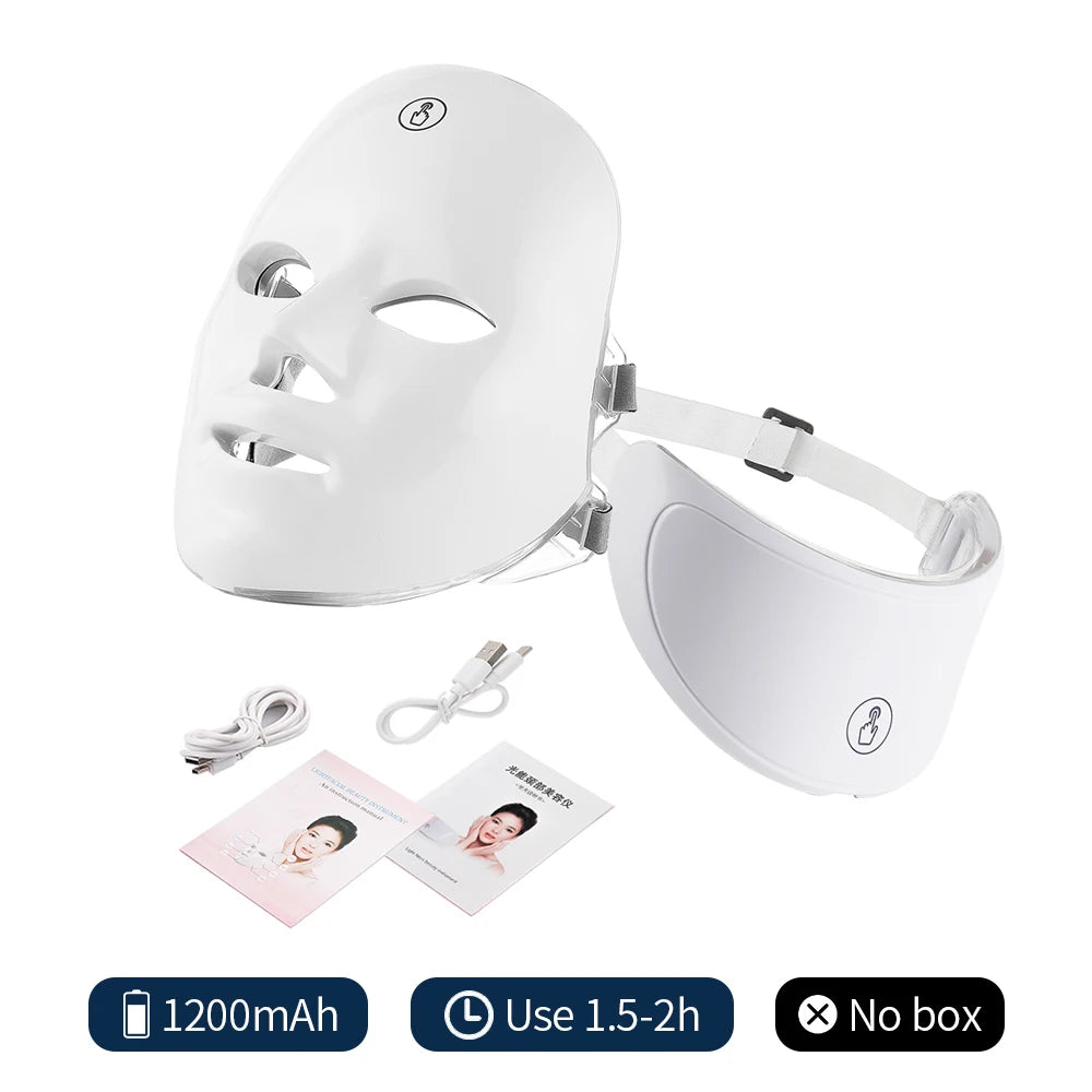 7 Colors Light LED Facial Skin Care Mask Neck Skin Rejuvenation Treatment Beauty anti Acne Therapy Whitening