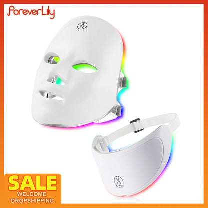 7 Colors Light LED Facial Skin Care Mask Neck Skin Rejuvenation Treatment Beauty anti Acne Therapy Whitening